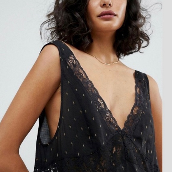 Intimately FREE PEOPLE Any Party Trapeze Slip Dress Black/Combo Size S - Picture 5 of 16